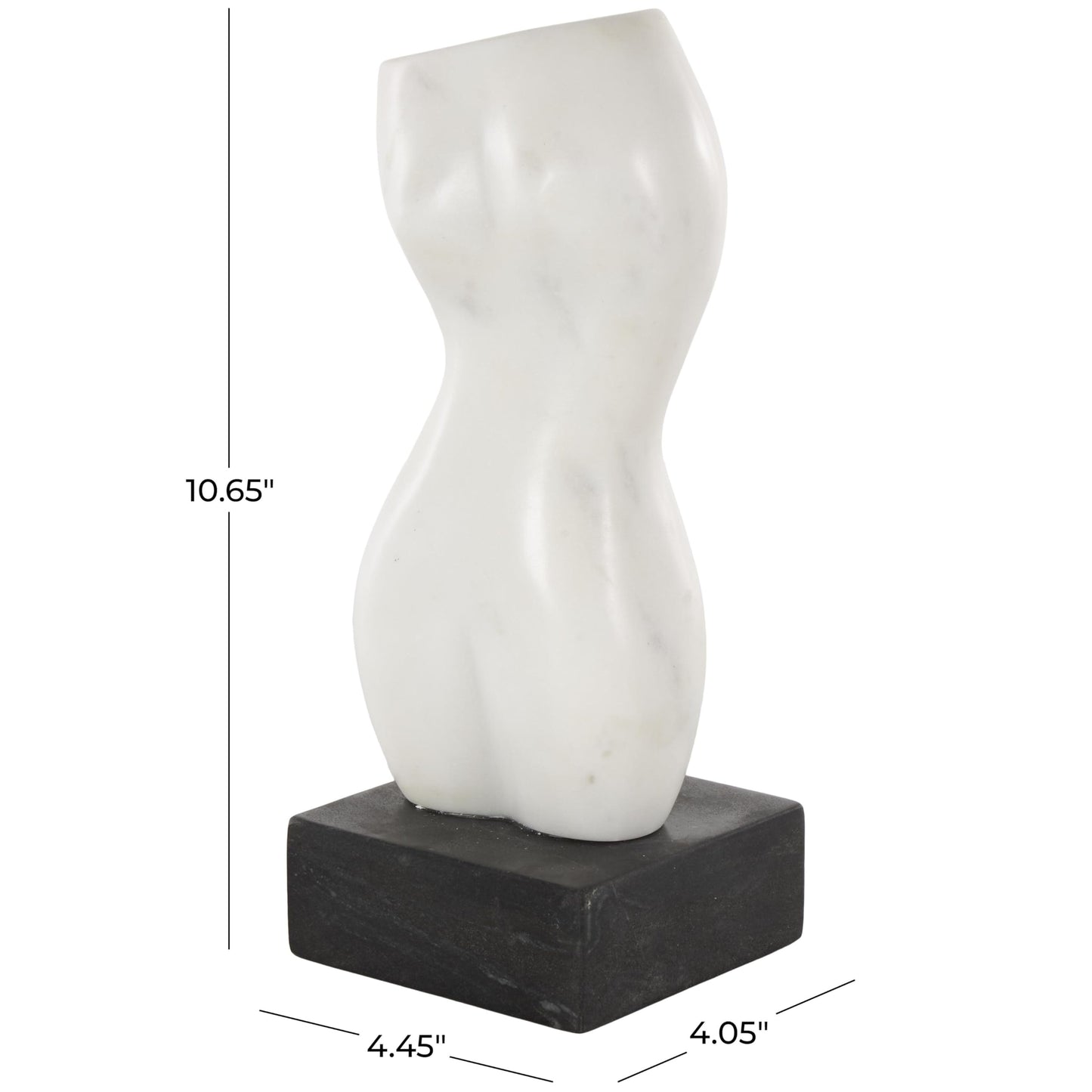 Deco 79 Marble Woman Decorative Sculpture Abstract Female Form Home Decor Statue with Black Block Base, Accent Figurine 4" x 4" x 11", White