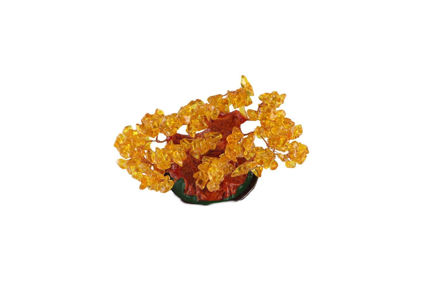 Feng Shui Natural Yellow Quartz Crystal Money Tree Tabletop Decor Statue Bonsai Feng Shui Gem Decoration for Wealth and Luck