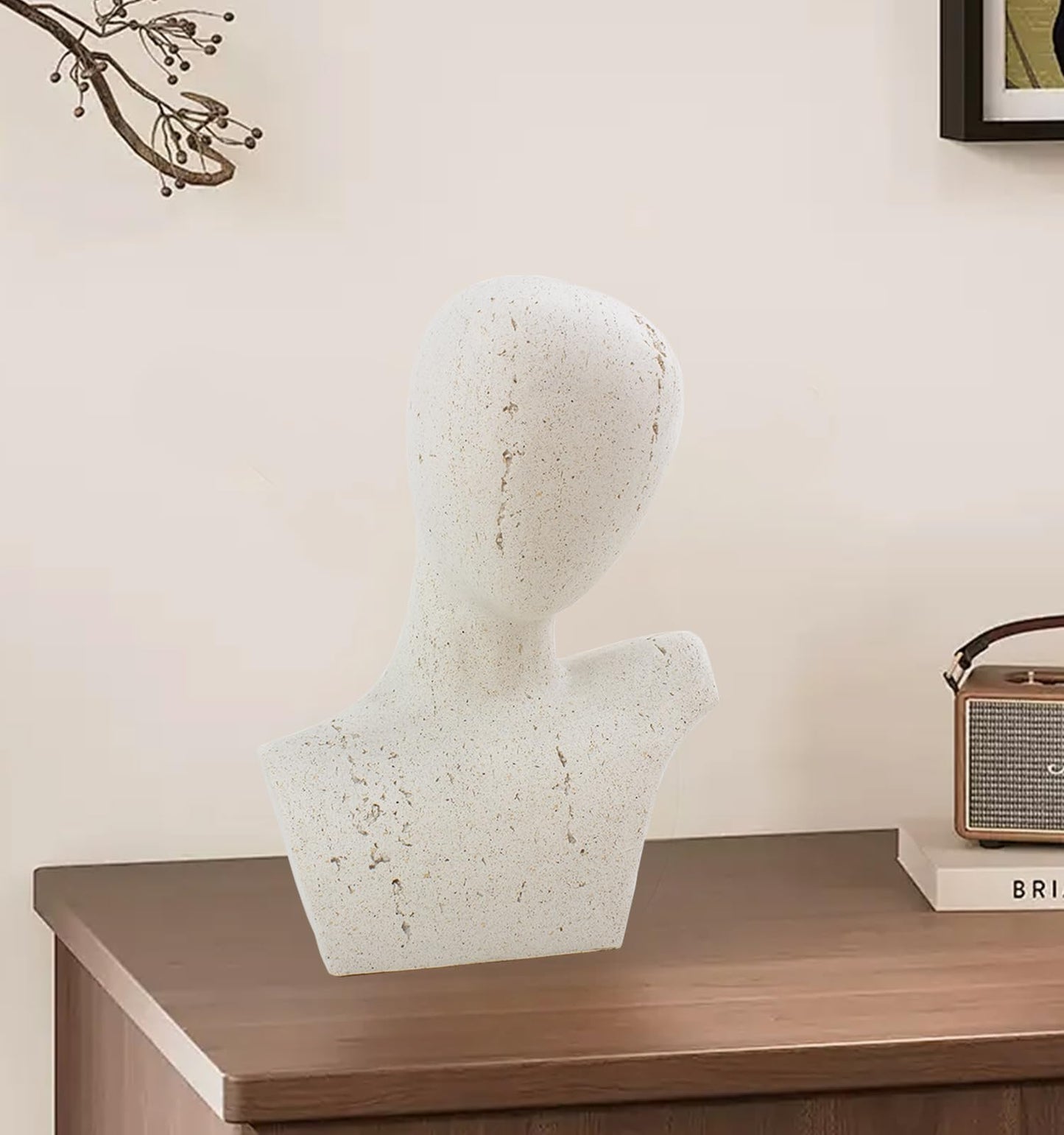 Large Size Abstract Home Decor Living Room Coffee Table Decor, No Face Thinker Statue Accents for Shelf, Modern White Textured Art Statue, Resin Sculpture Figurines for Bookshelf Desk Bedroom Office
