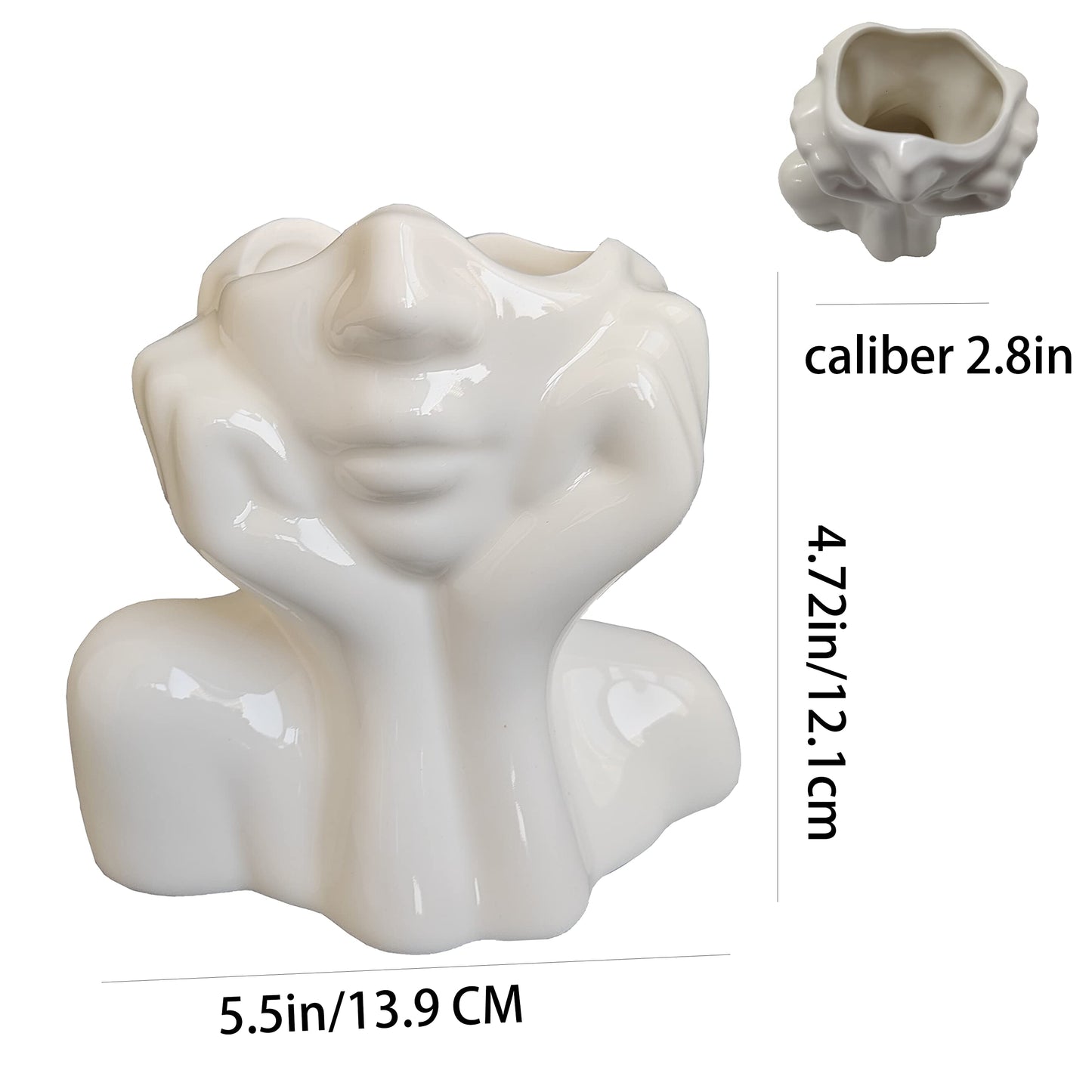 White Face Vase Unique Ceramic Vase for Room,Office,Home Decor