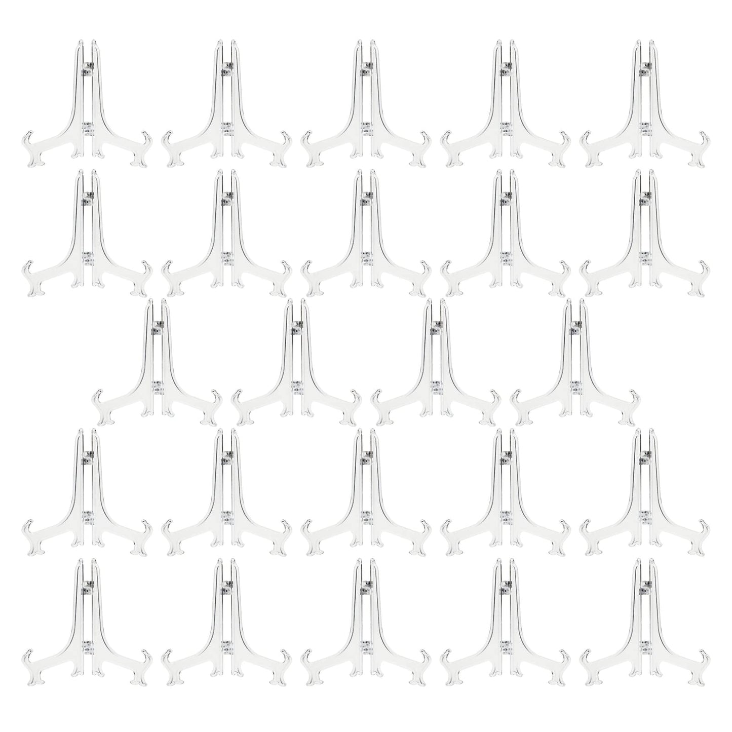 Juvale Mini Clear Acrylic Easel Stands - 24-Pack, 5.3-Inch, Clear Plastic - Mini Easel Sign Stand & Greeting & Place Card Display - Tabletop Photo Holders & Plate Holders