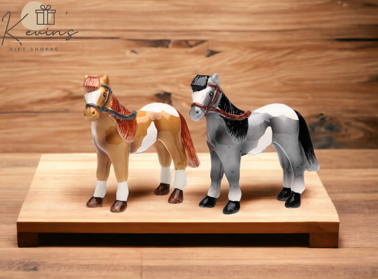 Cosmos Gifts 20701 Fine Ceramic Western Country Horses Salt and Pepper Shakers Set, 3-7/8" H