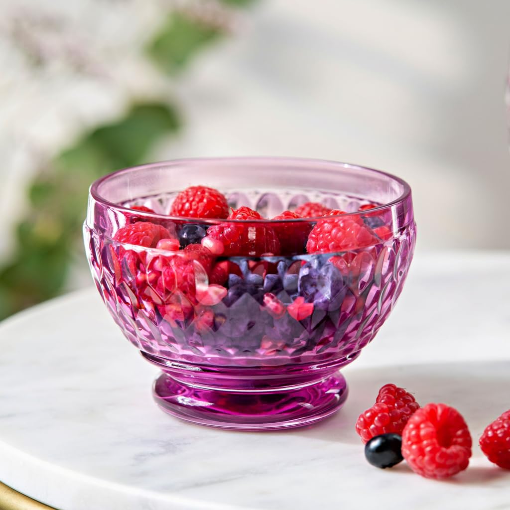 Villeroy & Boch - Boston Berry Bowl, 14.5 oz, Crystal Glass Bowl for Fruit and Snacks, Dishwasher-Safe, Pink