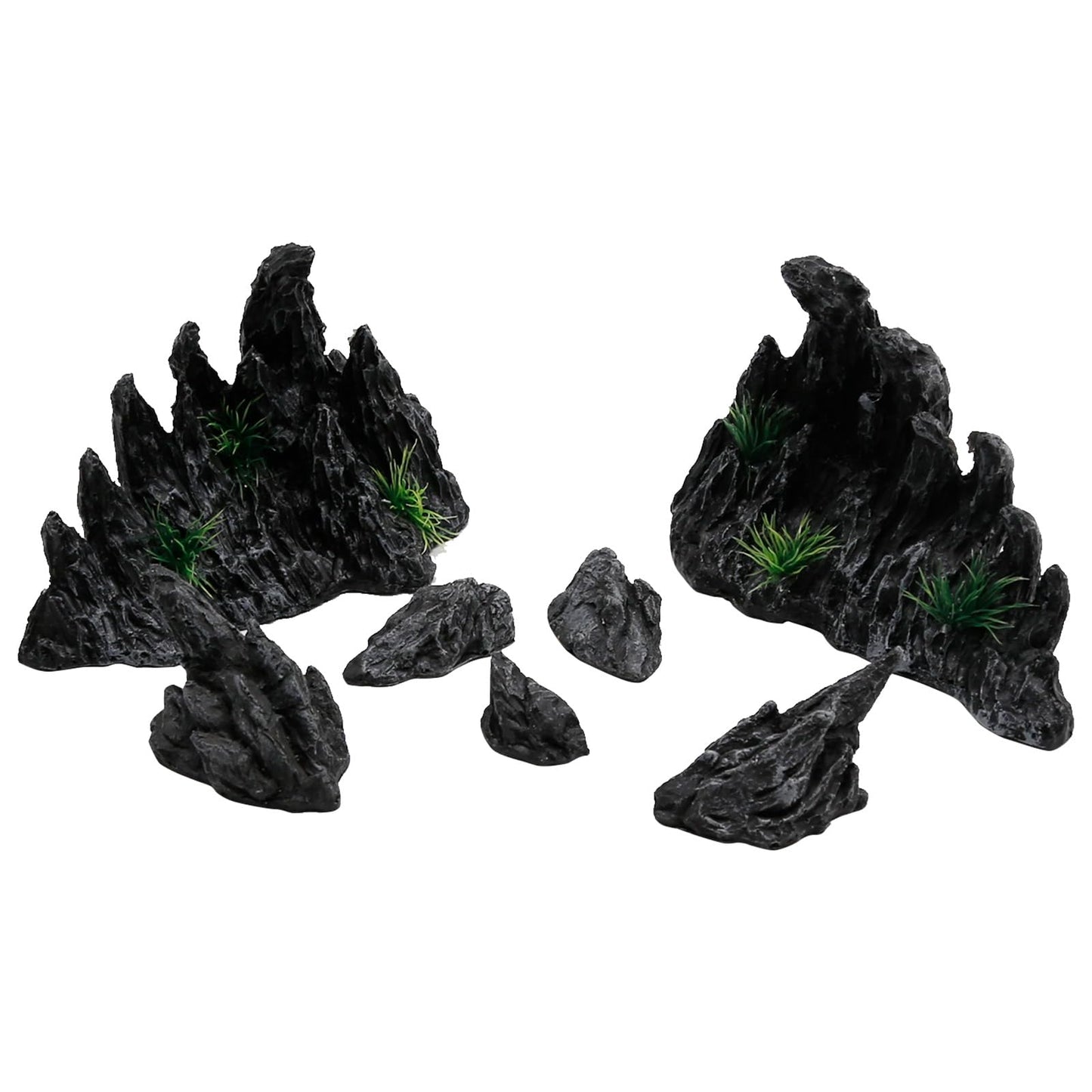 Large “Soul Valley” 7pcs Resin Aquarium Decor Set – Fish Tank Decorations, Imitation Stone Ornaments for 12-20 inch aquariums, Natural Rock Style Decor for Fresh/Saltwater Landscaping Aquariums