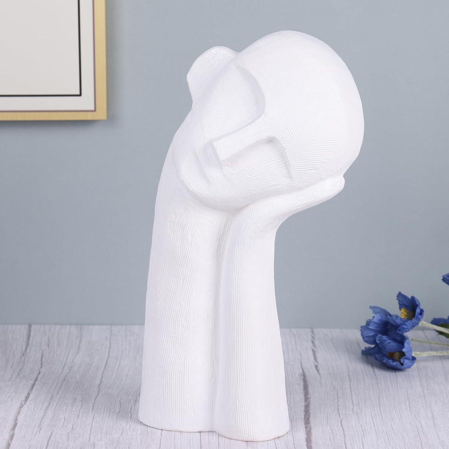 XIAOMAGG White Head Sculpture Ceramic Thinker Statue, Modern Home Statue Head Decor Bust Statues,14 Inch Tall Abstract Sculpture, for Shelf Home and Office,Shelves, Bookshlf, Gift