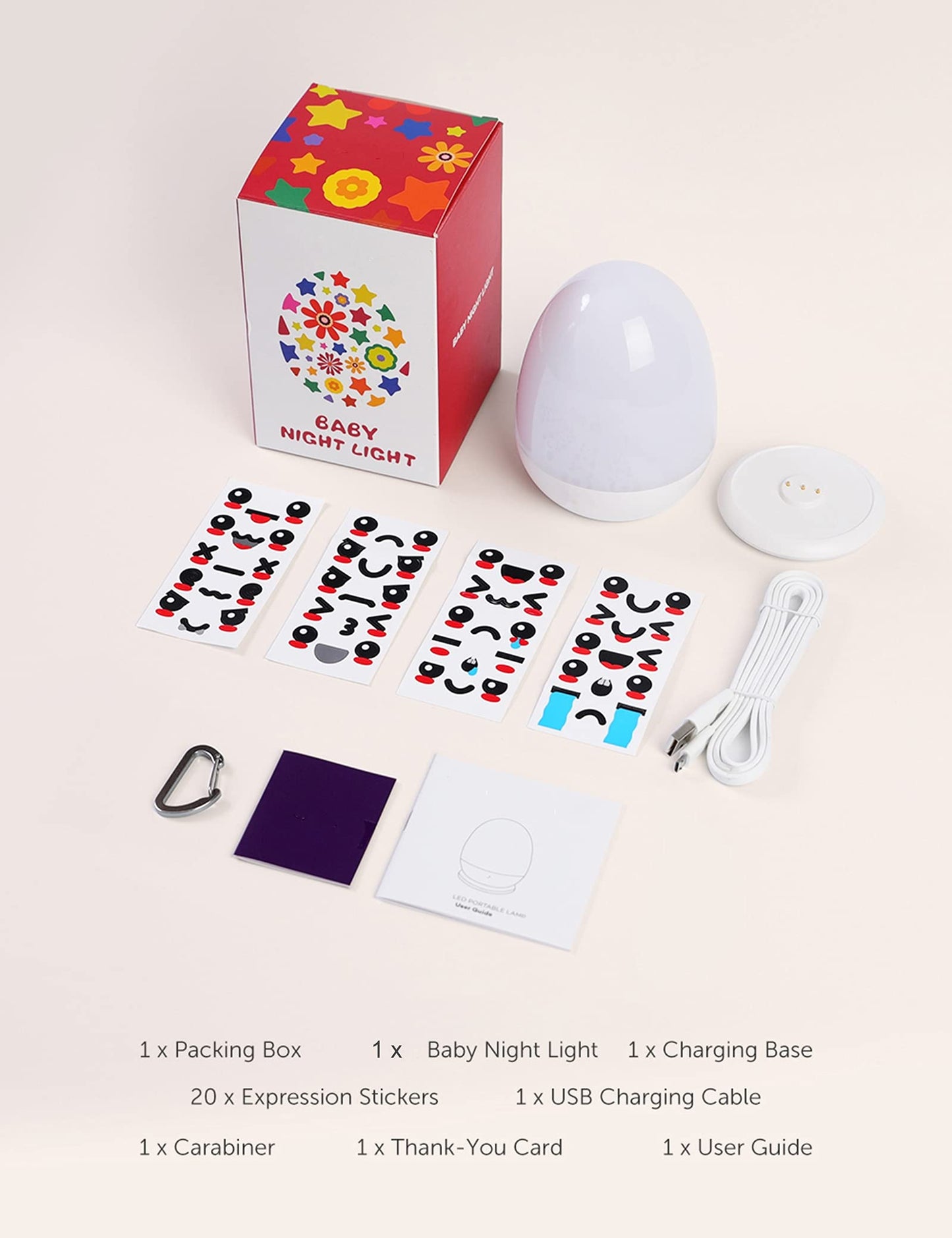 JolyWell Baby Night Light for Kid, Portable Egg Nightlight with Stable Charging Pad, Touch Nursery Night Lamp for Breastfeeding, Toddler Night Light for Bedroom, Timer Setting, ABS+PC, White-2