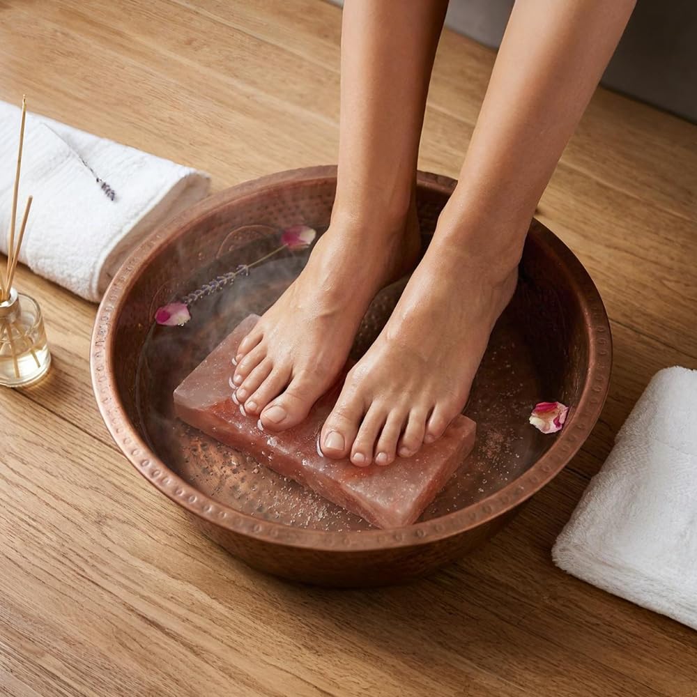 2 Himalayan Salt Foot Tiles Pair of Natural Pink Salt Blocks for Feet, Rest & Spa Stones Natural Salt Block, Salt Brick for Foot Soak, Relaxation & Odor Neutralizer