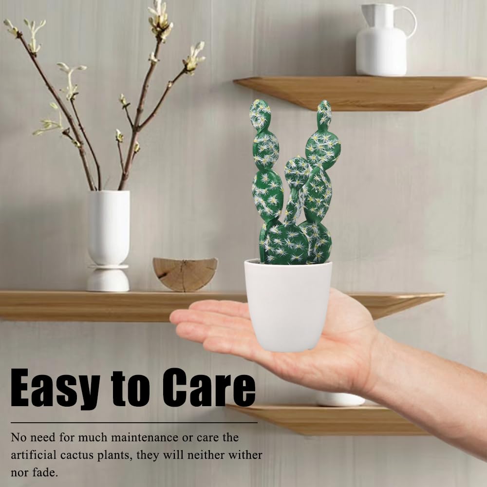 OULIGET Artificial Cactus Faux Plant,Lifelike Small Fake Plants Succulents Plant,Potted Plastic Succulents for Home Office Living Room Desk Decor Aesthetic,8 Inches
