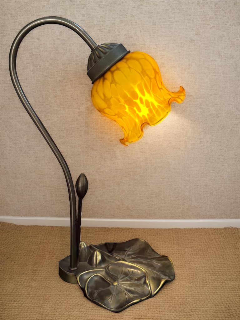 HUIMEIJU Tiffany Pumpkin Flower Blown Glass Accent Table lamp.HMJ6060 (Single-Headed Table lamp)