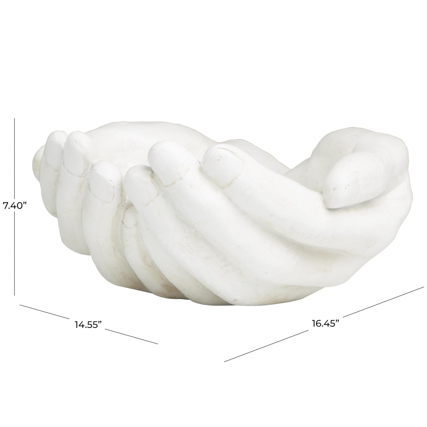 Deco 79 Polystone Hands Decorative Sculpture Open Home Decor Statue, Accent Figurine 15" x 16" x 7", White