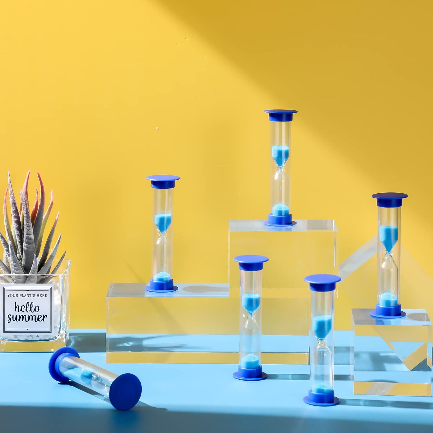 Queekay 48 Pcs 2 Minute Sand Timer for Kids, Mini Hourglass Bulk Sand Clock Timer for Adult Kids in Classroom Kitchen Games Office School(Blue)