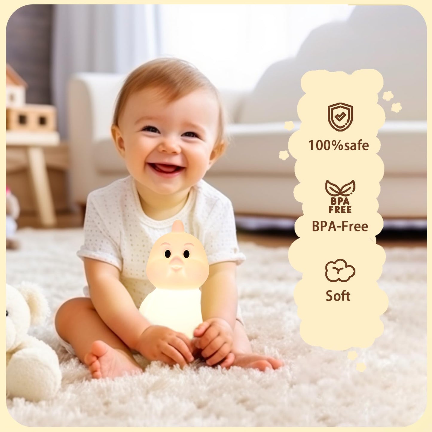 GAGBC Monkey Night Light for Kids, Remote & Tap Control, Color Change, 15/30/60 Min Timer, Dimmble, USB-C Rechargeable Squishy Night Light, Cute Night Lamp for Boys, Girls (Monkey)
