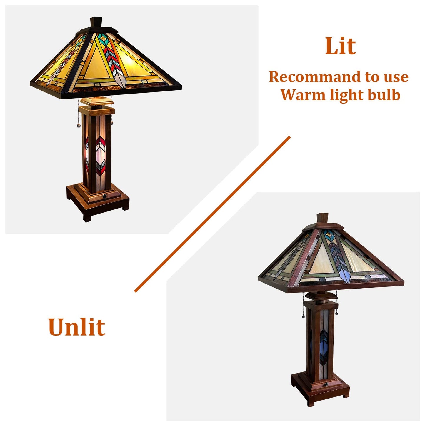 Capulina Tiffany Table Lamp Picasso Abstract Stained Glass Lamp 3-Light