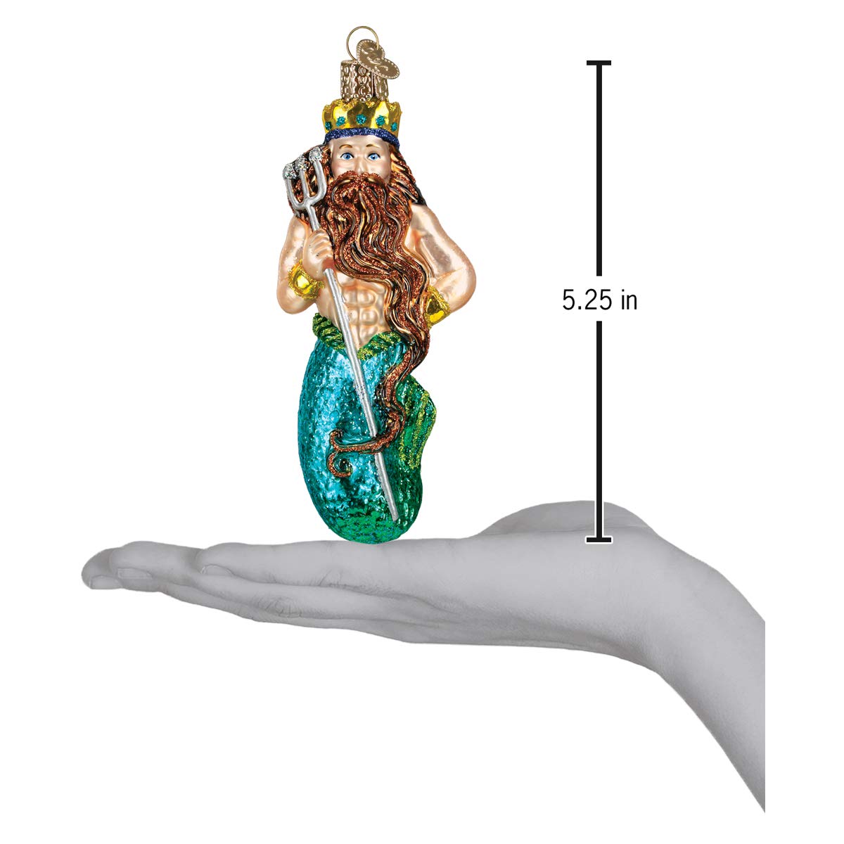 Old World Christmas Neptune Glass Blown Ornament for Christmas Tree, Handcrafted Holiday Decoration, Sea Collection