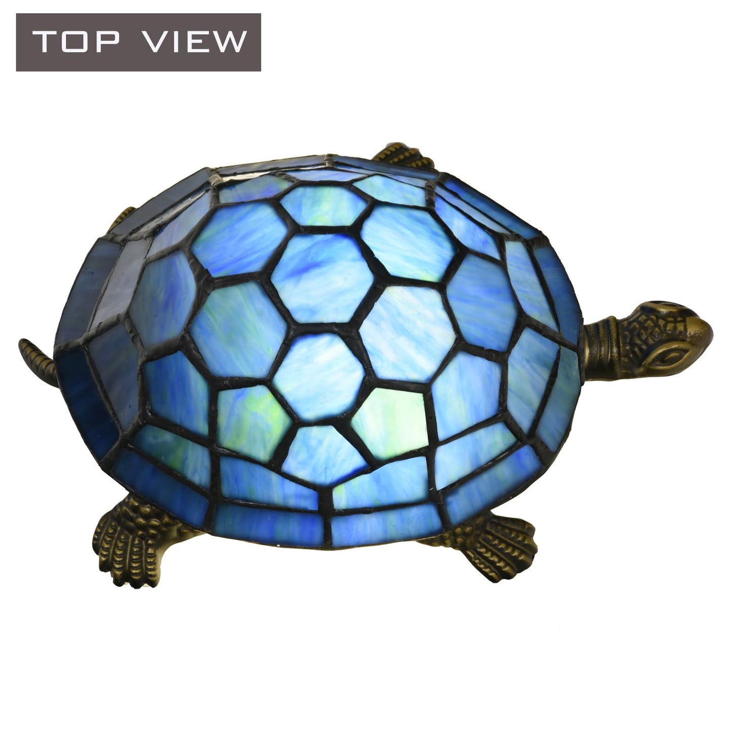 HomeBeauty A0020 Tiffany Style Turtle Lamp Handmade Stained Glass Animal Night Light for Bedside Livingroom Bedroom, LED Bulb Included (Blue)