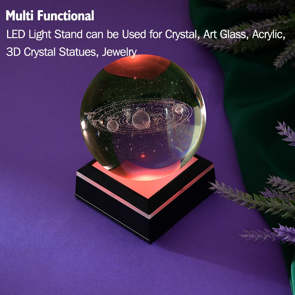 IFOLAINA LED Light Base Multicolor Show Stand Square Display Plate 9 Lighting Mode Color Change for 3D Crystal Art and Glass Ball Resin Figurine