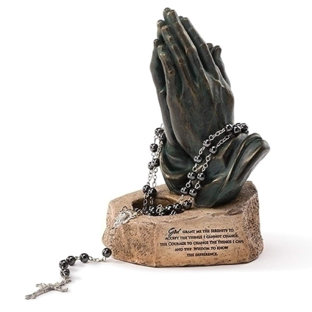 Joseph's Studio by Roman 6.25" H Praying Hands Statue, Serenity Prayer Religious Tabletop Décor, Inspirational Faith Accent