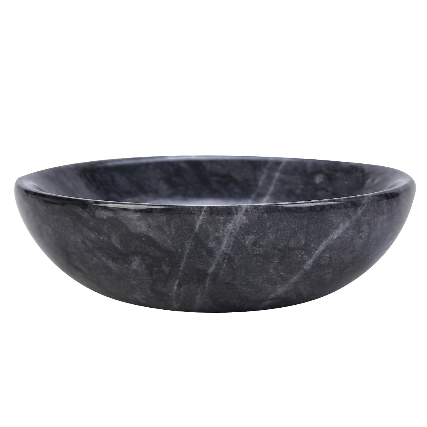 Tcrogsciss Small Natural Marble Decorative Bowl Key Holder for Home Decor Coffee Tables Centerpiece, Soap Serving Bowl,Jewelry Tray 4.72 Inch (Black)