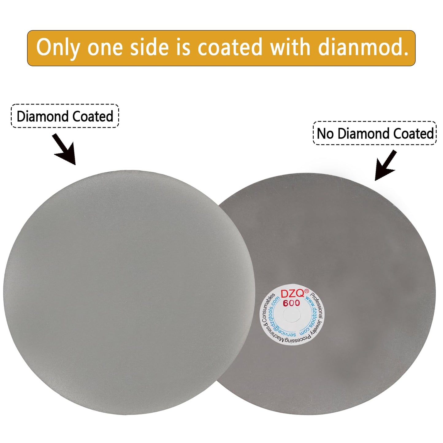 DZQ 8 Inch Grit 600 No Center Hole Diamond Sanding Grinding Disc Flat Lap Disk Polishing Discs Abrasive Wheel for Gemstone Glass Metal Stone