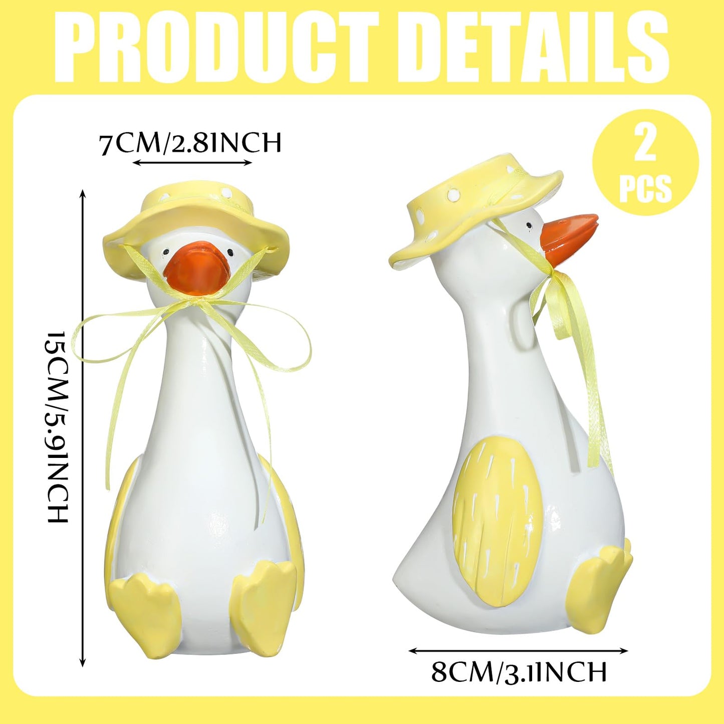 Yiyiring 2 Pcs Silly Goose Vase Funny Flower Vase, Unique Office Decor, Quirky Centerpiece for Table or Shelf,for Housewarming Gifts, Teacher Mothers Day(Yellow)
