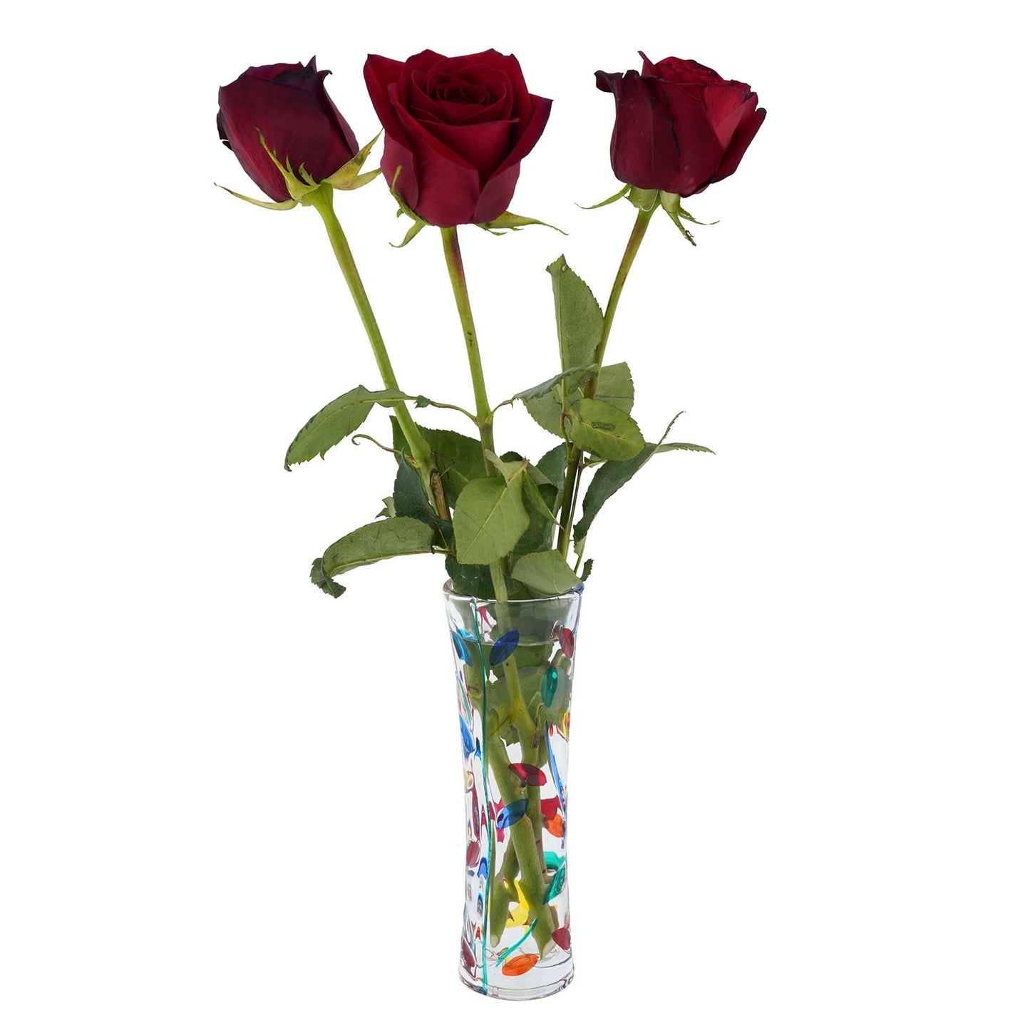 Glass Of Venice Murano Italian Handmade Crystal Flower Vase - Multicolor Tree Leaves Branches Design - Made in Venice, Italy 7-1/2 Inch Tall