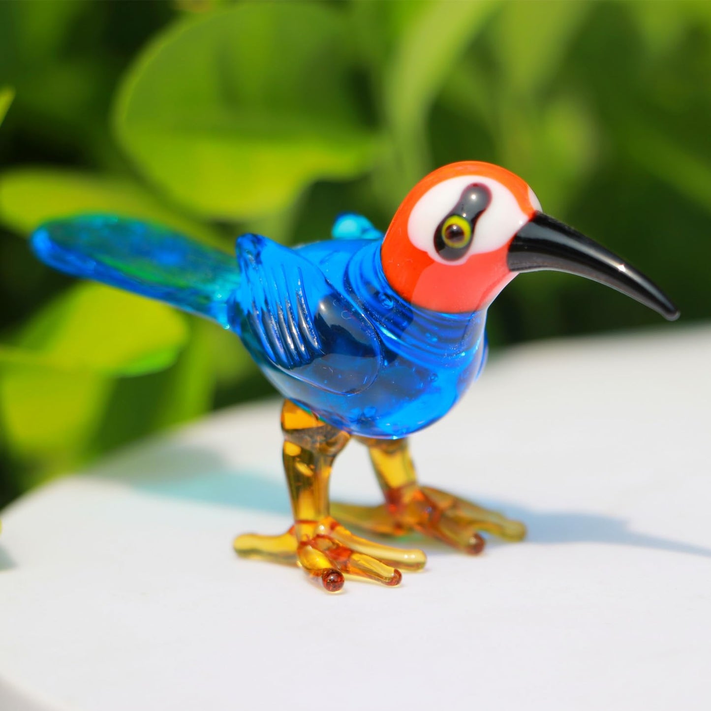 Crystal Bird Decor Glass Animal Statue Garden Room Ornament Hand-Blown Collectible Figurines Blue Bird