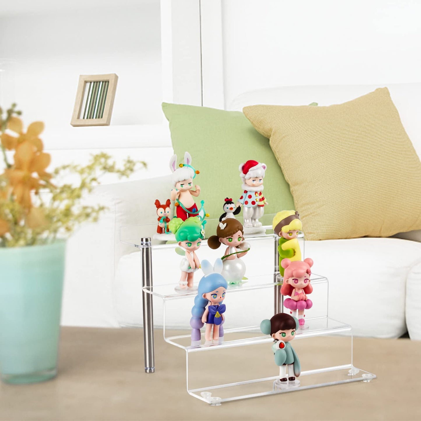LileZbox 9 x 6 in Acrylic Display Risers Shelf for Pops Figures, 4 Tier Perfume Organizer Stand, Dessert Shelves for Party, Clear Display stand for Decoration and Organizer