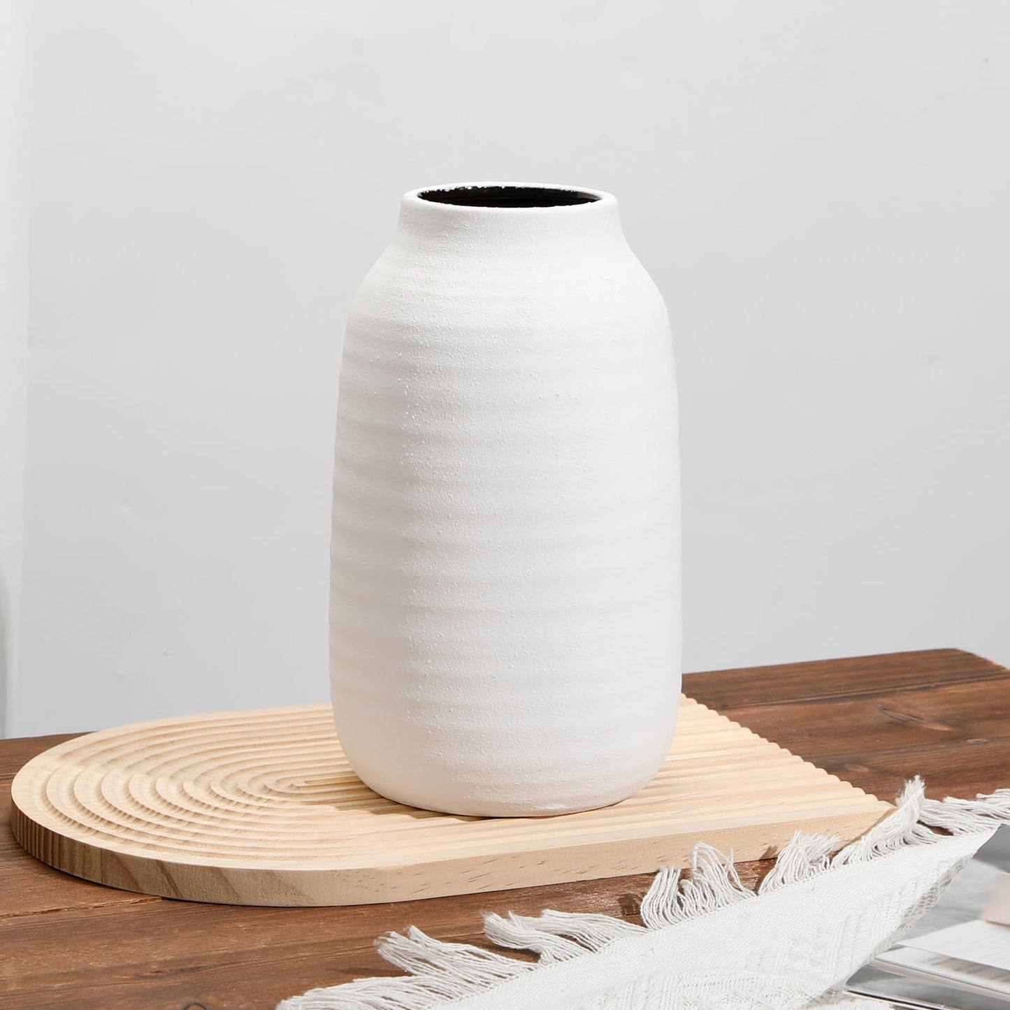 Briful Farmhouse Ceramic Flowers Vase Home Indoor Decor, Modern Living Room Kitchen Table Vases, Dining Bedroom Bathroom Decorations for Office Coffee Desk Book Shelf Fireplace (9.4” Tall)