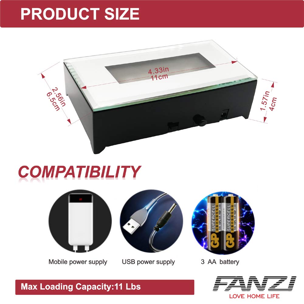 FANZI LED Rectangular Light Display Base for Crystals Glass Art Light Display Stand 3D LED Lights Ornament Lamp - Black