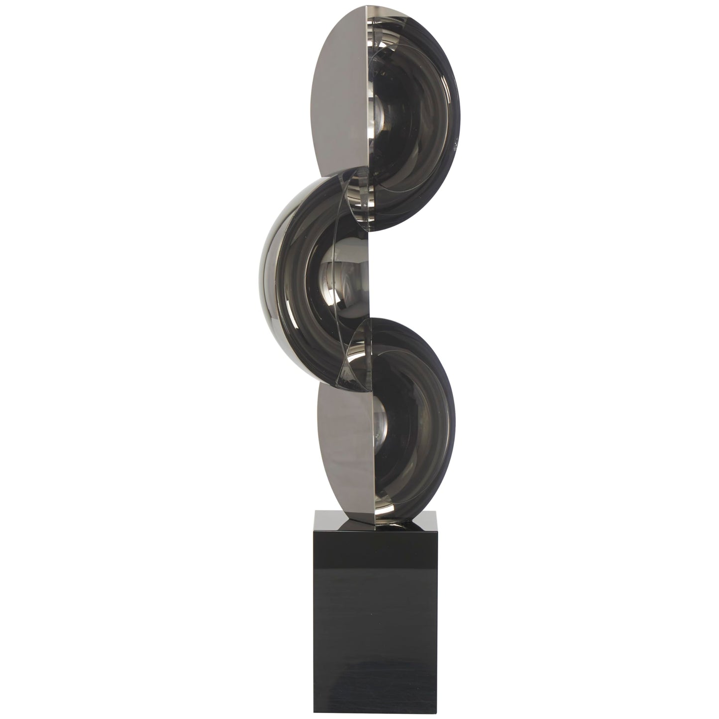 Deco 79 Crystal Geometric Decorative Sculpture Abstract Two-Tone Home Decor Statue with Stacked Semi Circles, Accent Figurine 5" x 4" x 18", Black