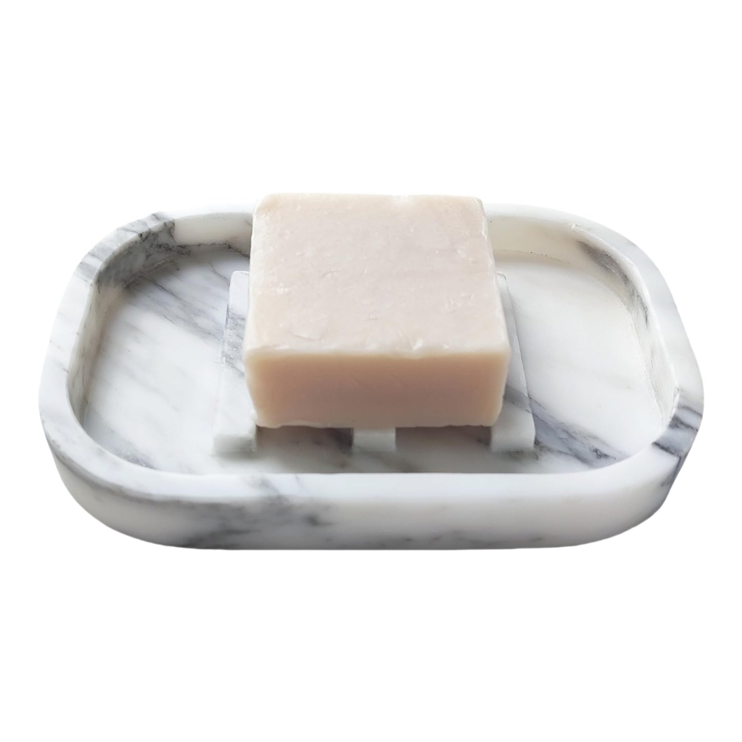 Jusmioke Natural Marble Soap Dish for Bathroom Shower Sink,Stone Soap Holder with Drying