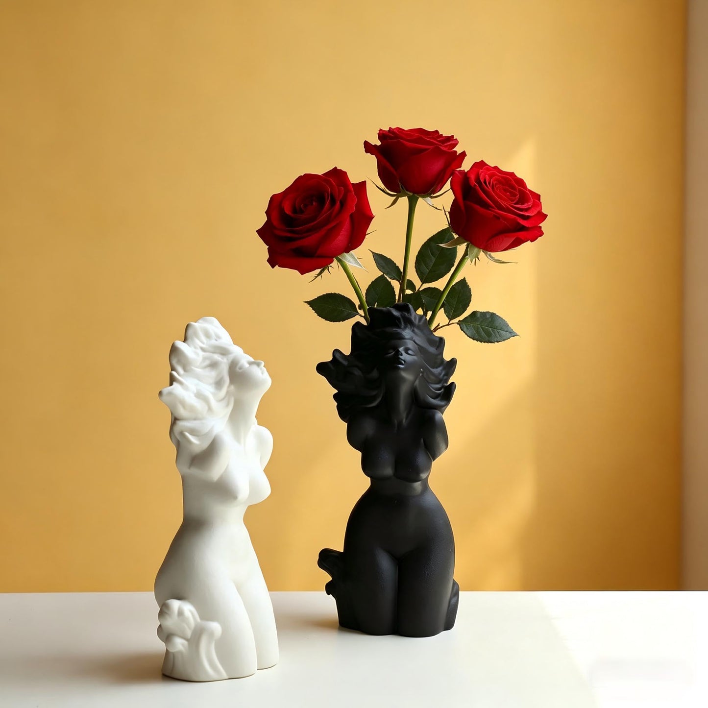 Artistic Female Form Ceramic Sculpture Body Vase, Black Ceramic Butt & Bust Planter Pot for Home Decor โ Funny Unique Vase Centerpiece with Modern Aesthetic (Black)