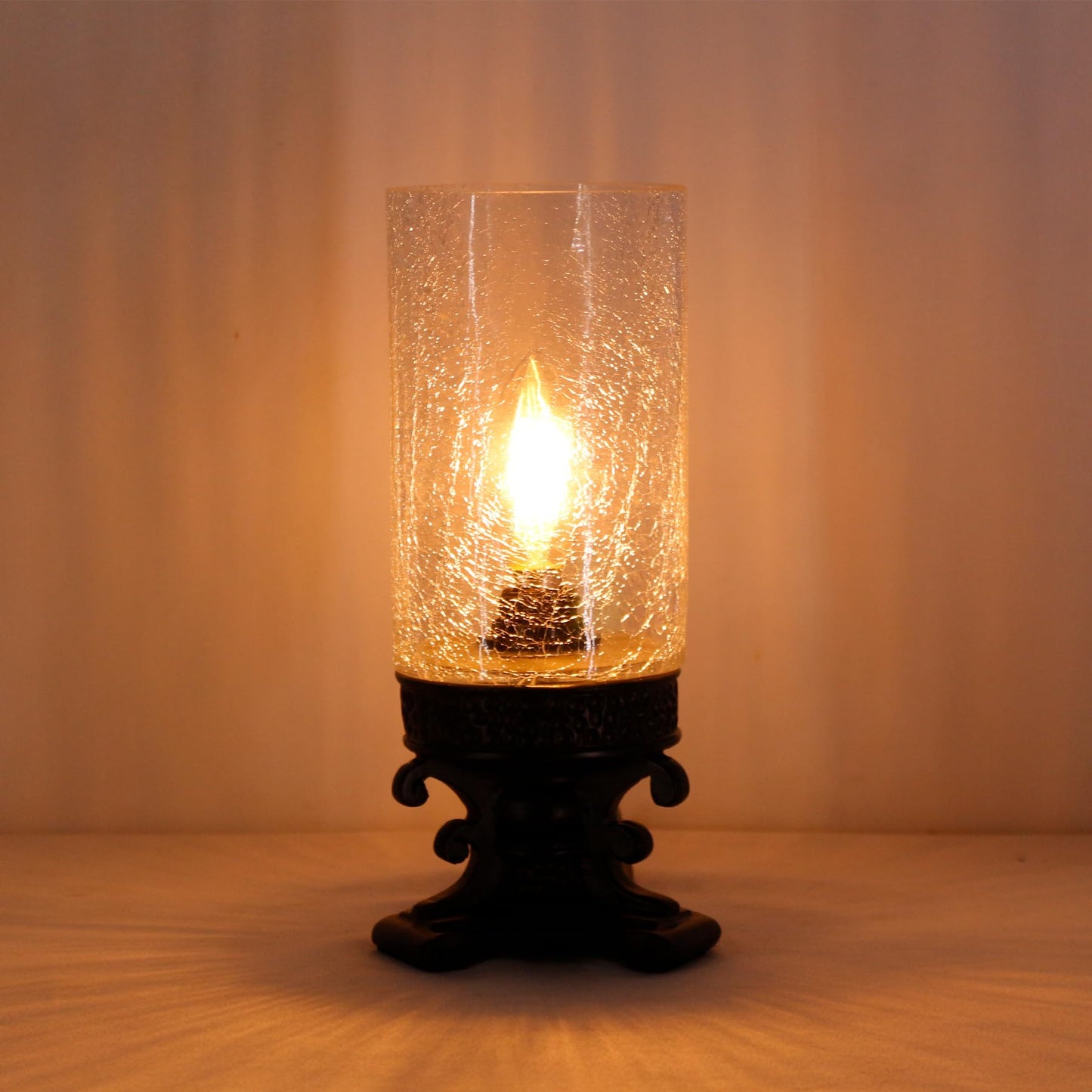ANYONGLU Glass Table lamp with fine Cracks, Small Candle Holder,