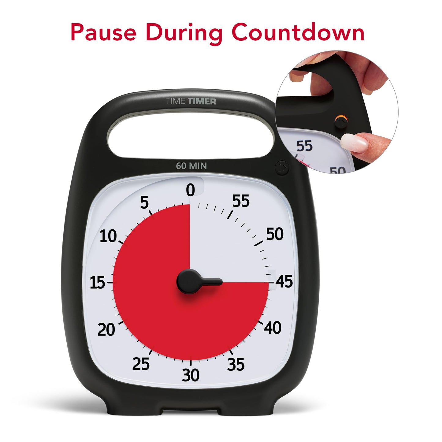 TIME TIMER Plus 60 Minute Desk Visual Timer - Countdown Timer with Portable Handle for Classroom, Office, Homeschooling, Study Tool with Silent Operation (Charcoal)