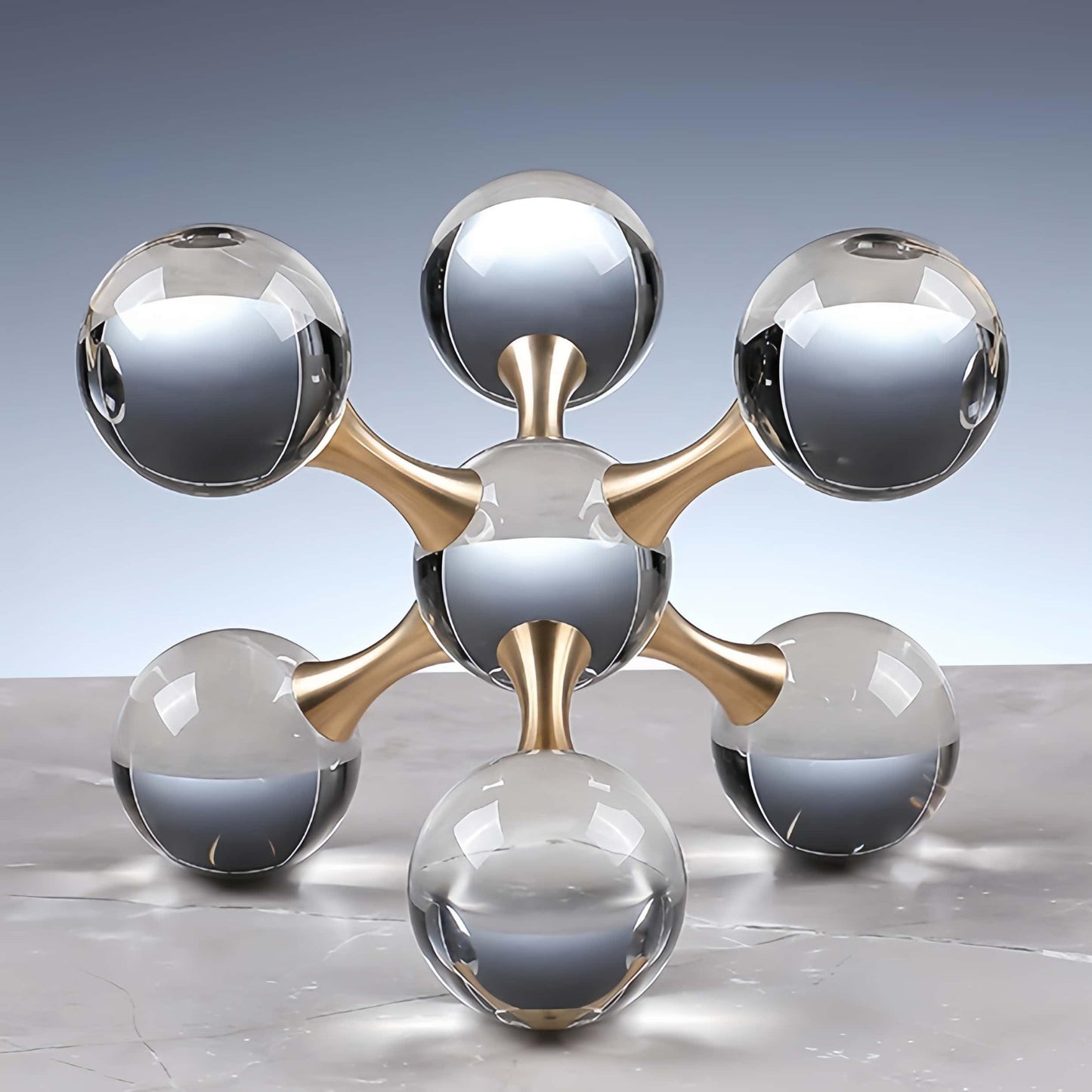 GyOnyx 5.5 inch Transparent Golden Crystal Ball, Modern Western House Decorations Aesthetic, Gold Table Decor for Living Room, Office, Bookshelves, Bedroom, Coffee Table and More, Great Gift Ideas