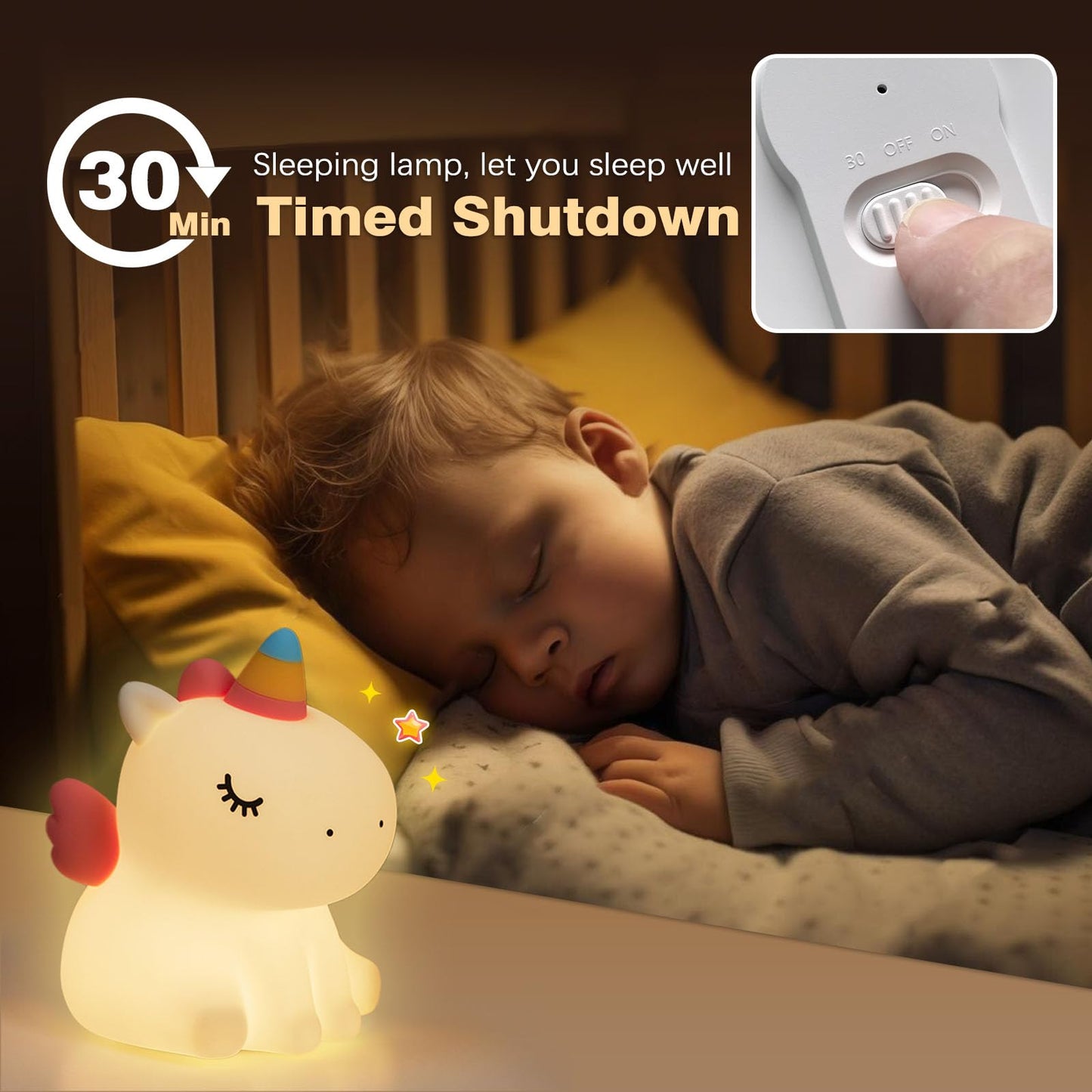 VTIGER Unicorn Night Light, LED Squishy Cute Lamp, Dimmable Kids Baby Bedroom Nightlight, Rechargeable Touch Lamp for Girls Room Decor