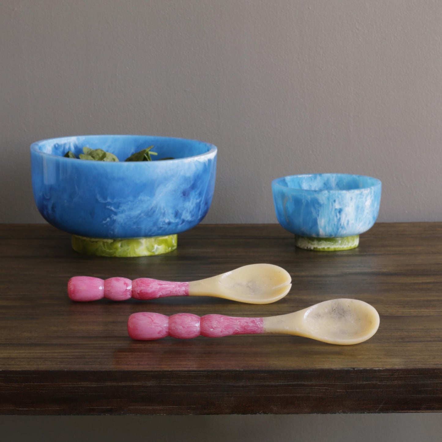 Beatriz Ball RESIN Rio Large Bowl with Base - Blue and Green