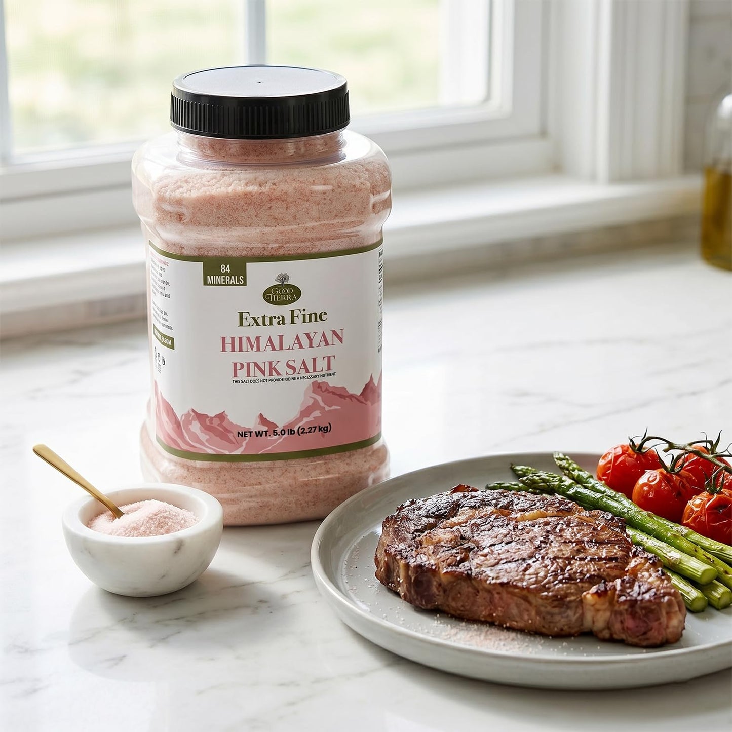 Good Tierra Himalayan Pink Salt in Jar - Extra-Fine Grain - 5 lb.