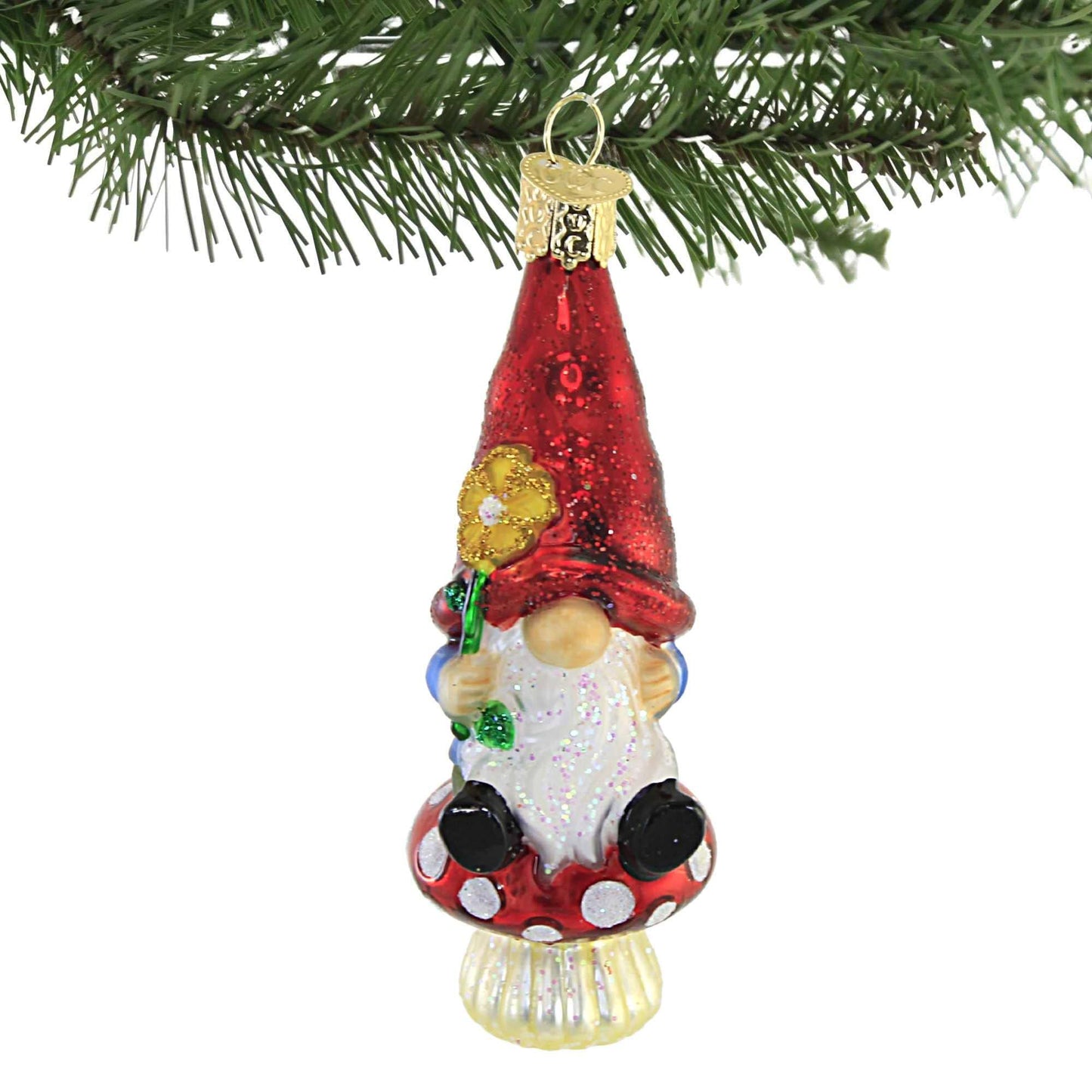 Old World Christmas Garden Gnome Glass Blown Ornament for Christmas Tree, Handcrafted Holiday Decoration, Gnome Collection