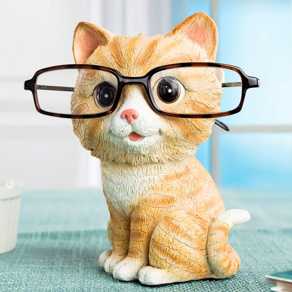 FLYING BALLOON Cute Cat Animals Shaped Resin Spectacles Holder Shelf Home Decoration Best Gift for Kids Friends