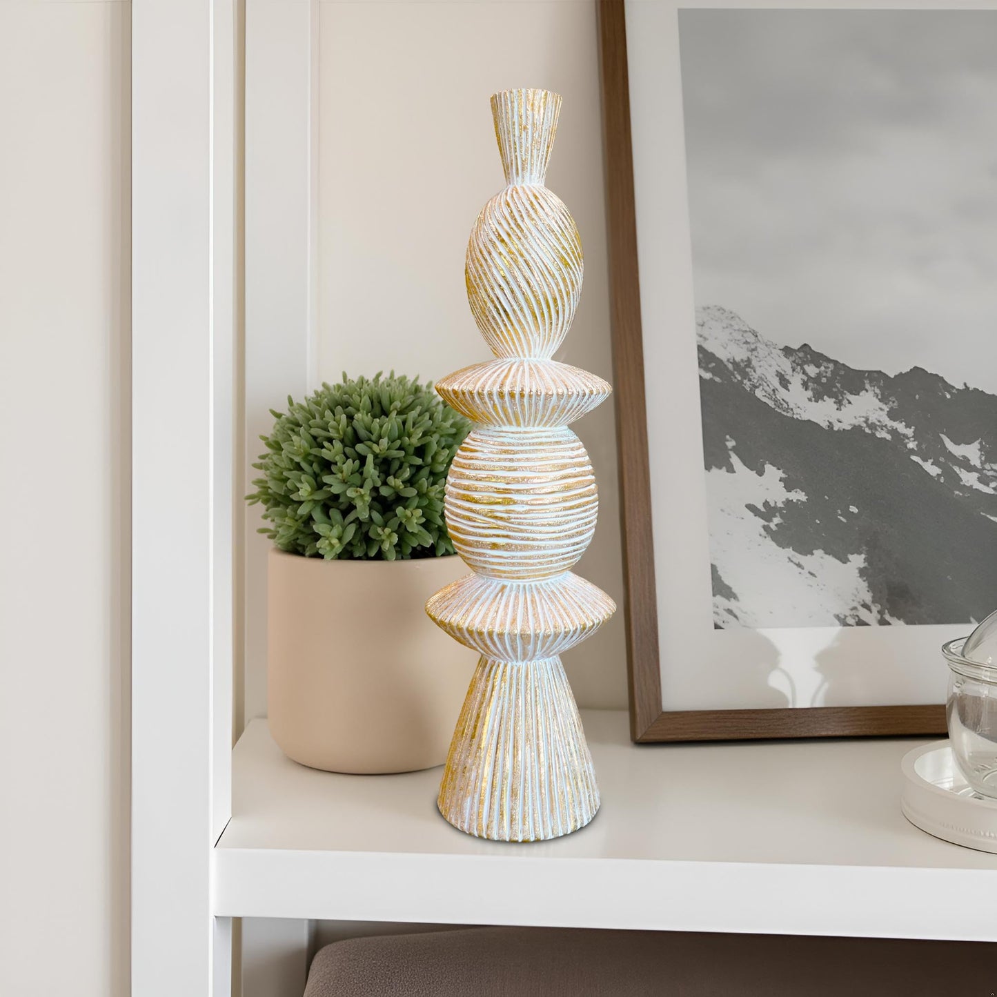 LAIKEARTS 15" Modern Abstract Tower Decorative Sculpture, Chess Sculptures,Home Decor,Coffee Table Statues,Shelf Top Decor Aesthetics,Dining Living Room Desk Decor