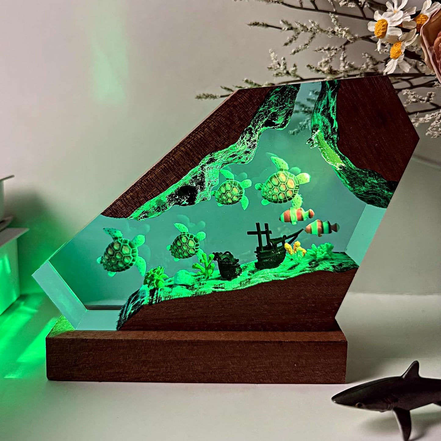 Sea Turtle Ocean Resin Lamp, Handmade Resin Night Light for Home Decor