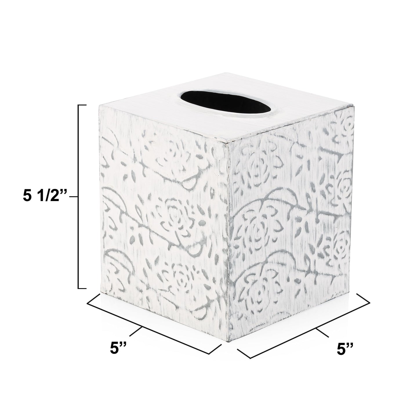 Country Chic Modern Farmhouse Tissue Box Holder, Decorative Metal Tissue Cover, Rustic Square White Style