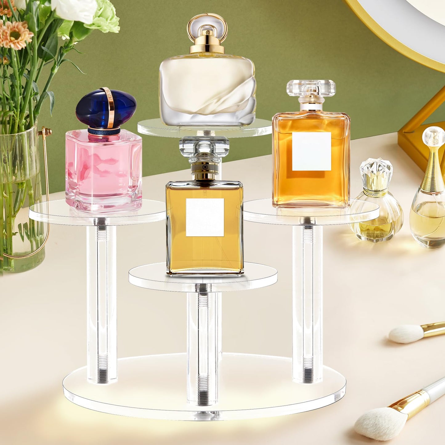 Jusalpha Acrylic Display Stand, 4 Tier Round, Clear Organizer for Jewelry, Funko POP Figures, Perfume, Cupcake, Countertop Decoration (4 Tier)