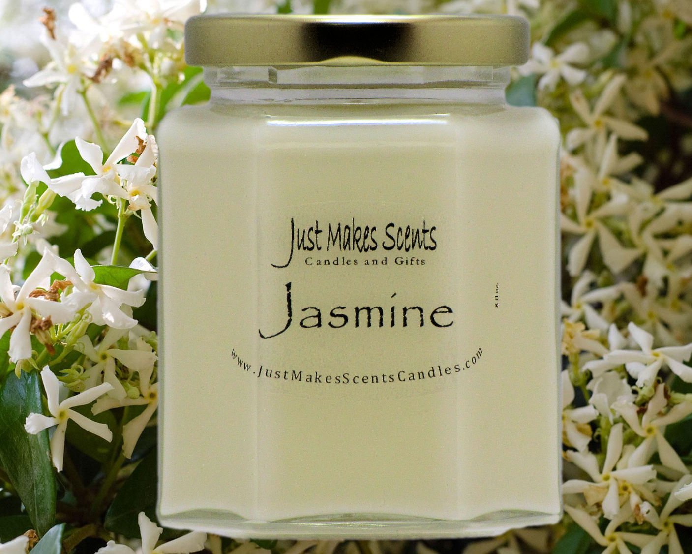 Jasmine Scented Blended Soy Candle | Sensual Jasmine Floral Fragrance | Hand Poured in The USA by Just Makes Scents