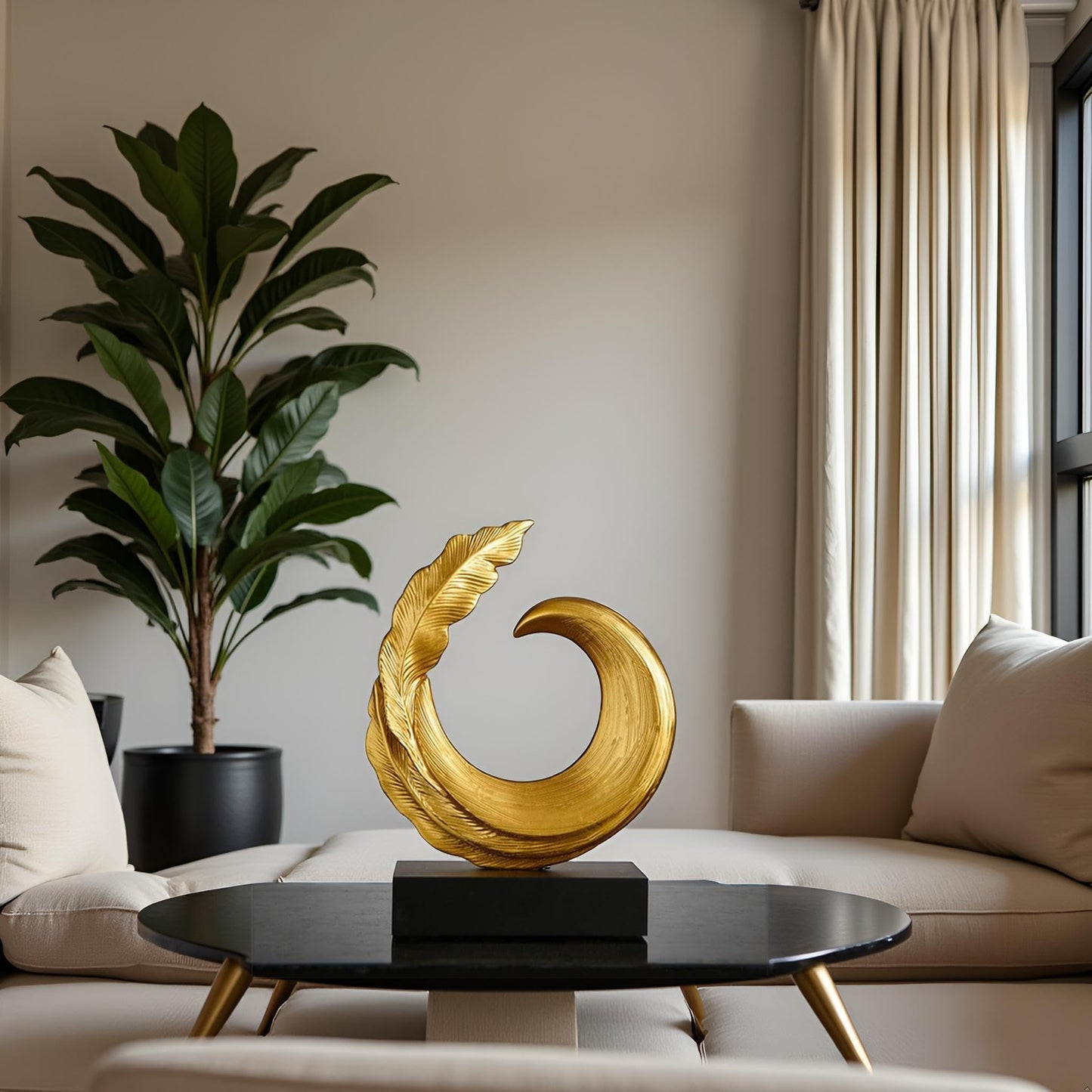 XYQXYQ Abstract Art Sculpture, Resin Gold Decorative Statue, Modern Blue Ornaments for Living Room, Decorativas Modernas for Coffee Table/Entryway/Office Collectibles (Gold)
