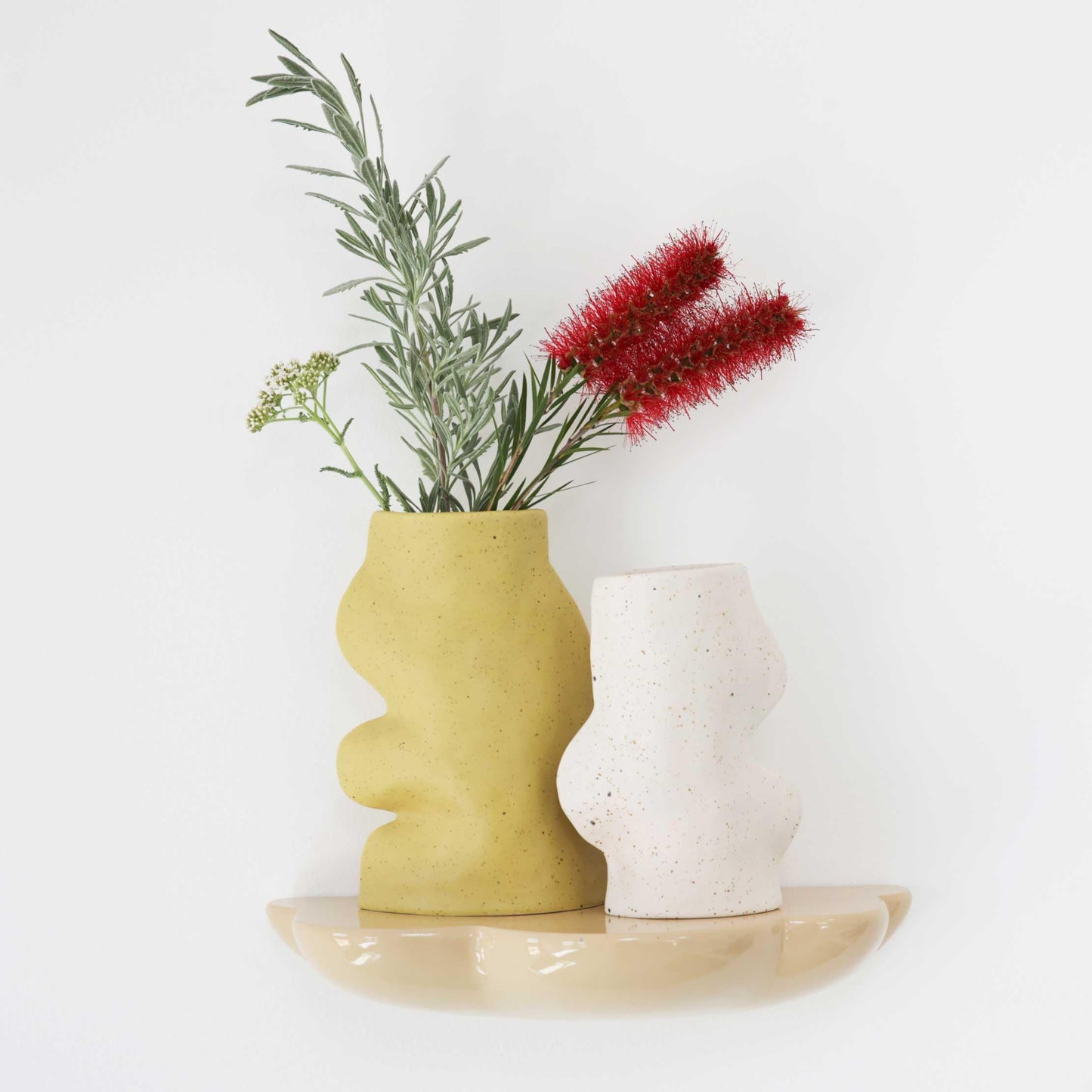 Fluxo Decorative Ceramic Vase, Medium 4 x 6.5 inches, for Living Room, Bedroom, Dining Table, Kitchen, Wedding and Event Decor (Off White)