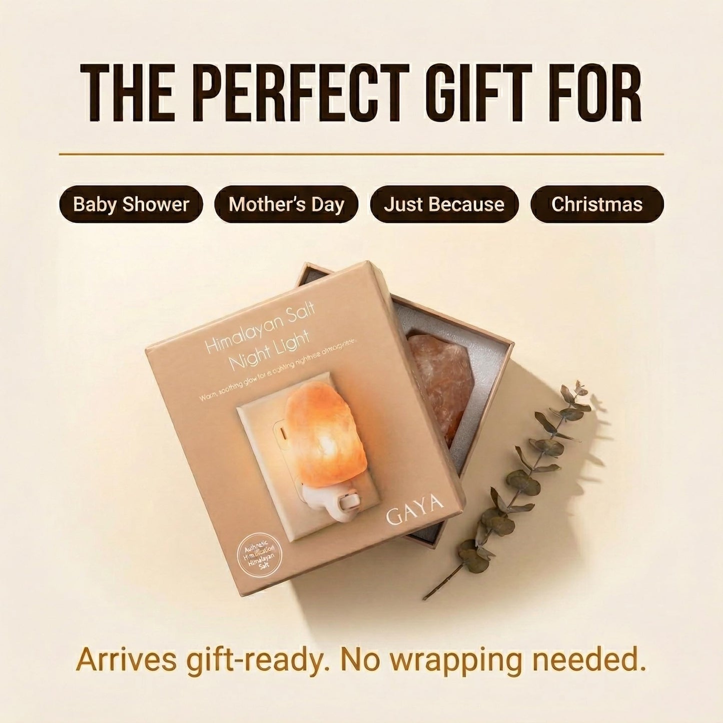 GAYA Himalayan Salt Lamp Relaxation Bundle - Plug-in Night Light + Aromatherapy Salt Lamp with Dimmer | Warm Amber Glow | Sleep, Meditation & Spa Gift Set