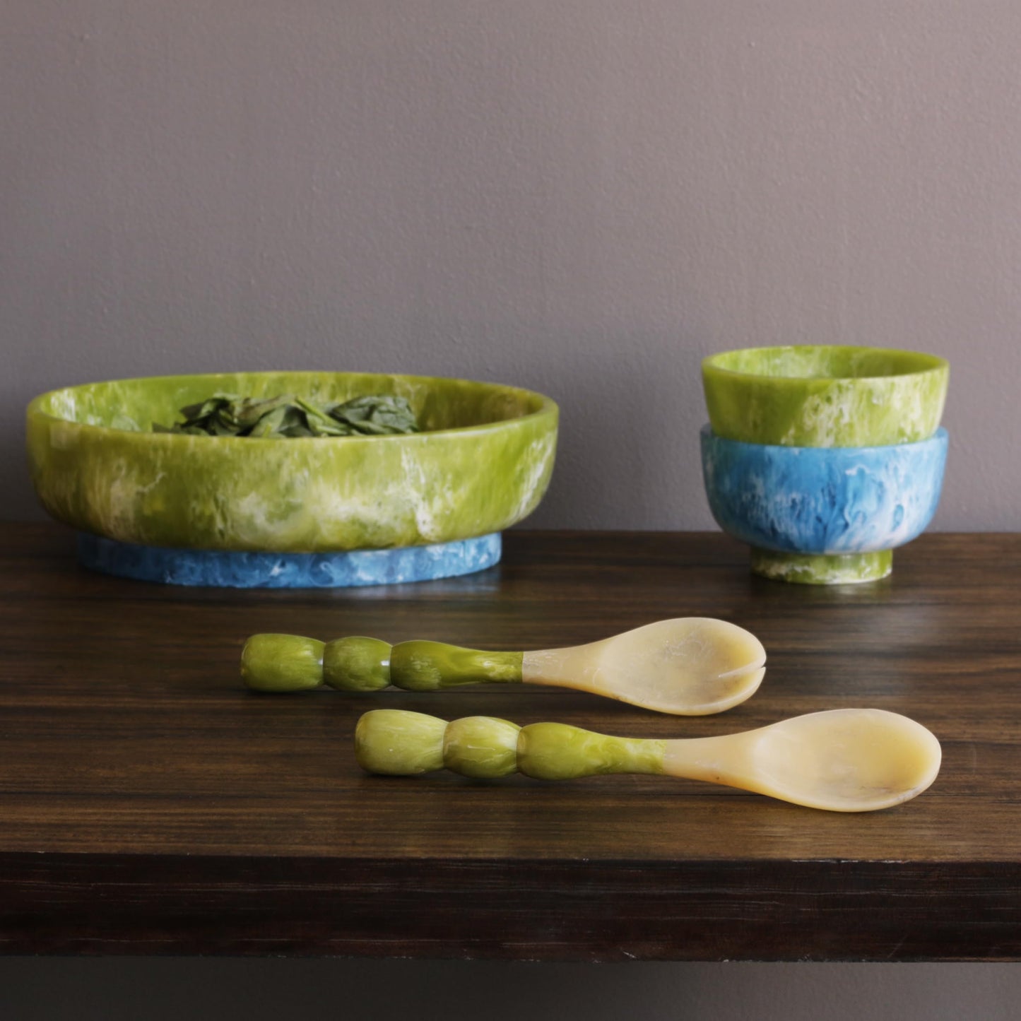 Beatriz Ball RESIN Rio Small Bowl with Base - Green and Blue