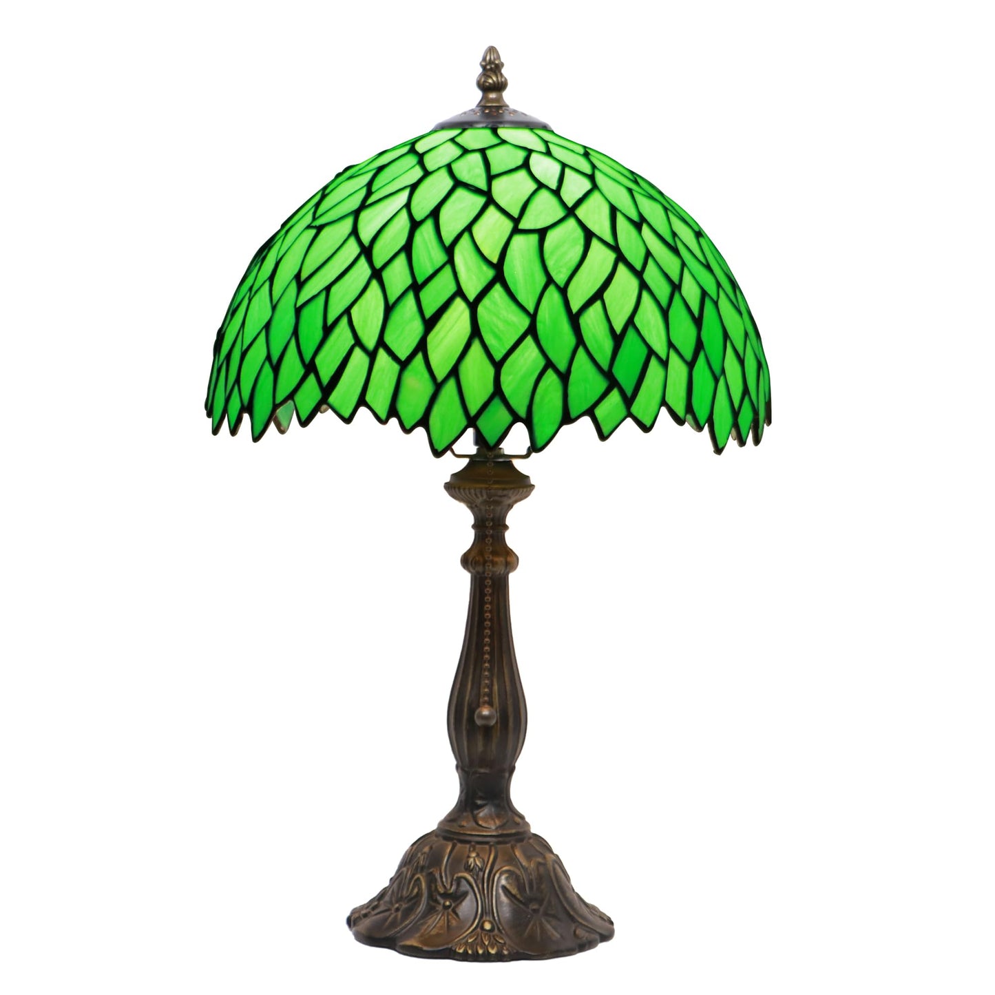 LXHCYOU Tiffany Lamp Stained Glass Table Lamp Bedside Reading Light W12H19 Inches (Green Wisteria)